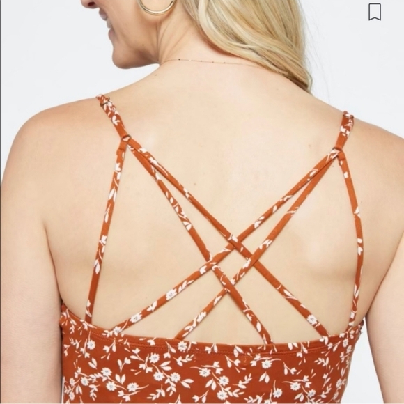 The General Good Floral Orange Dress Crisscross Strappy Size Large NWOT - Picture 3 of 16